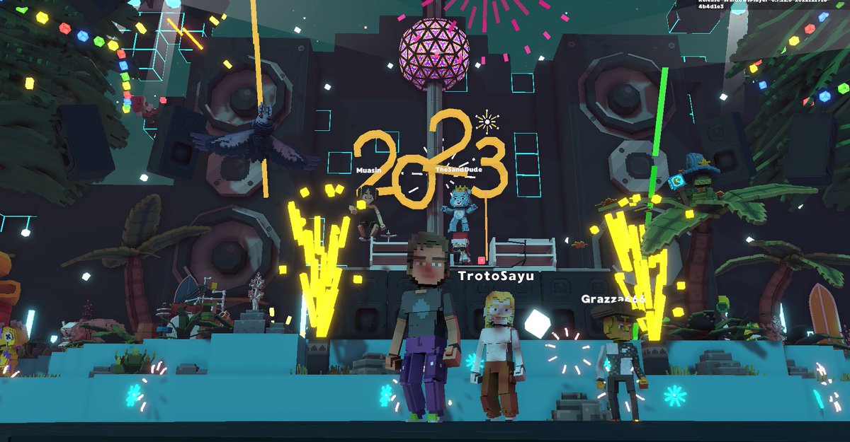 kakami1324's tweet photo. @TheSandboxGame @steveaoki @TheOfficialA7X @suecothechild @ParisHilton @deadmau5 @blond_ish Celebrating the end of the year in @TheSandboxGame Metaverse! ✨🎇 https://t.co/mz2V88XXEi