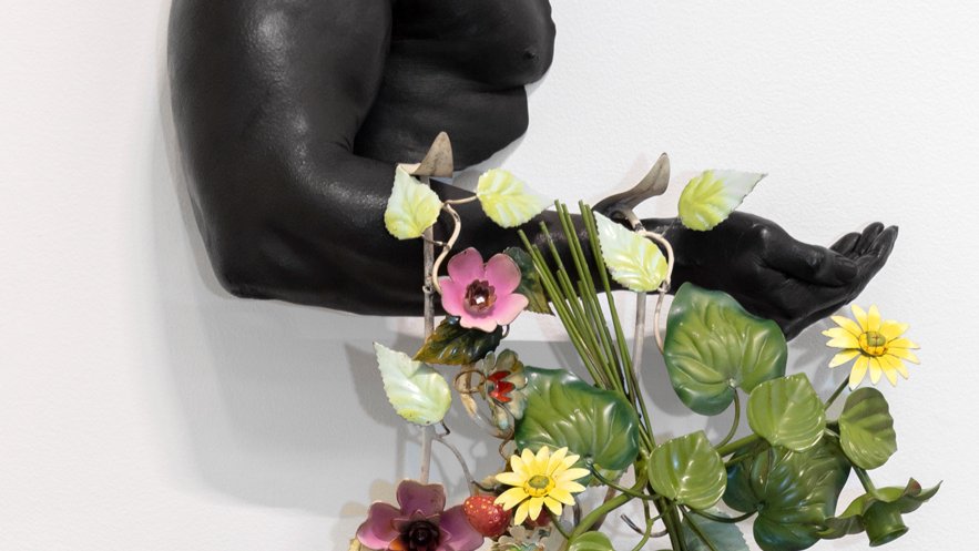Guggenheim's tweet photo. Here, Cave explores the historically and culturally loaded symbolism of Black bodies, speaking to how Black body parts have been surveilled and misconstrued.

On view in "Nick Cave: Forothermore" #Forothermore https://t.co/Eurg4rTquE