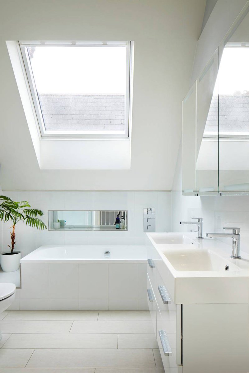 TheWooTeam's tweet photo. Here's inspiration for turning a sloped attic into a spare bathroom. #homeimprovement #remodel  https://t.co/QlG89WjuNF https://t.co/J3blRmAC3N