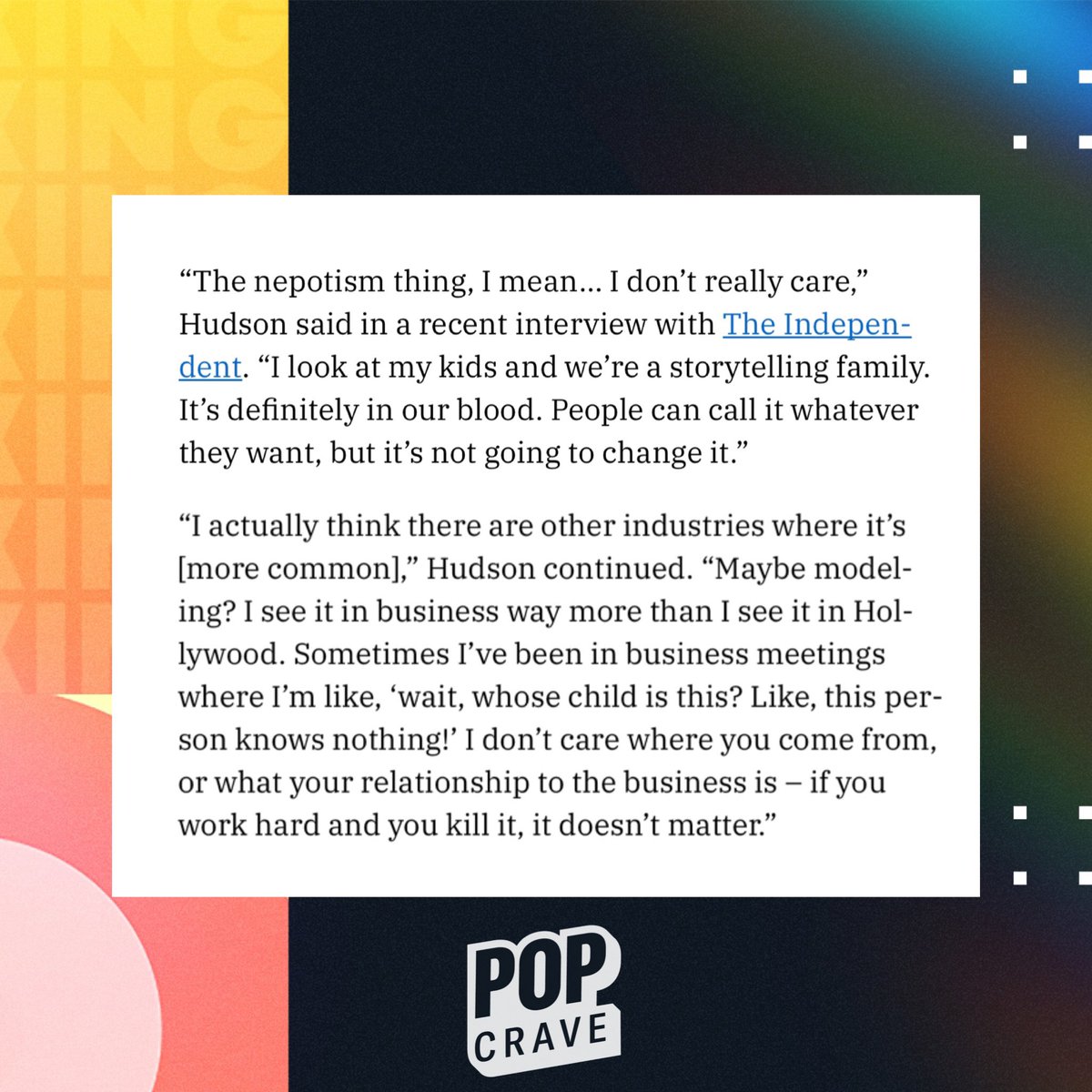 Pop Crave on Twitter "Kate Hudson weighs in on “Nepotism Baby