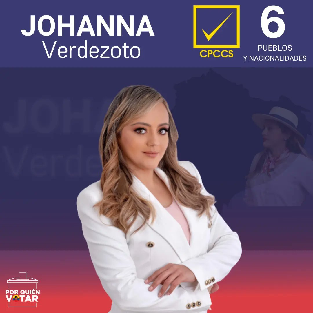 porquienvotarec's tweet photo. Conoce un poco más de esta candidata @ivoverdezoto 👇

¿Conocías a esta candidata que se está postulando al CPCCS?

 #lamejoropcion #votabien #rankingec #cpccs #elecciones2023  #porquienvotarec #montubia #participaciónpolítica #votabien #PueblosyNacionalidades https://t.co/HrepqHJlmP