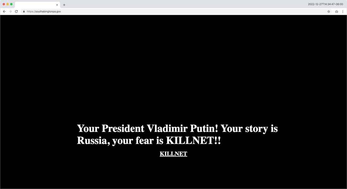 _venarix_'s tweet photo. #KILLNET, the Russian 🇷🇺 #hacking group, has #defaced the official .gov website of South Abington Township, a township in Pennsylvania, 🇺🇸. https://t.co/uvDIIX6pcH