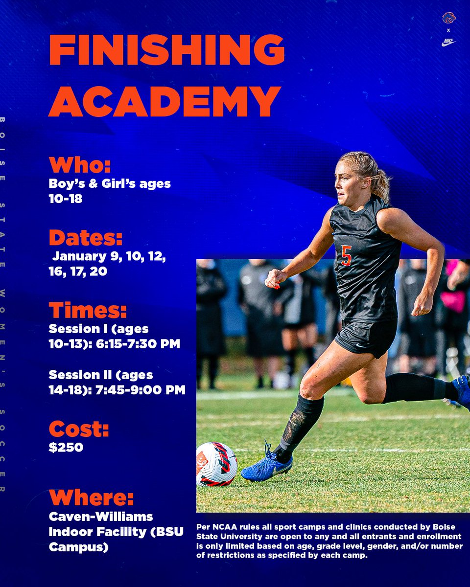 BroncoSportsSOC's tweet photo. Registration is 𝙊𝙋𝙀𝙉 for our Winter Finishing &amp; Goalkeeping Academies ⚽️ Check out the link below to register ⬇️

🔗: https://t.co/R7tP6U177c

#BleedBlue | #WhatsNext https://t.co/pjzeJkQTOh