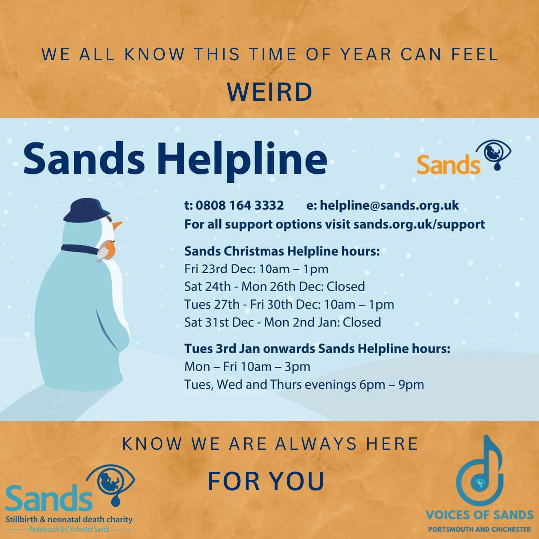 That time between Christmas and New Year can feel strange, and the build-up to the New Year ahead can be difficult for bereaved parents and families
Inbox us here for more info on our local support group📨
#SandsHereToSupport #babyloss #twixmas #griefsupport #supportingeachother