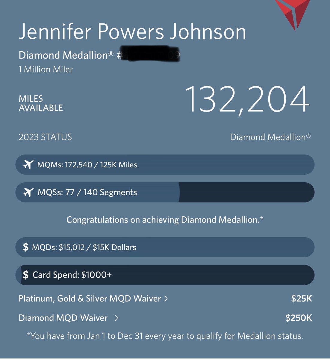 JPowersJ's tweet photo. Happiness looks just like achieving @Delta Diamond Medallion 💎 With one more leg and a few days to spare #Deltaloyal #2ndgeneration https://t.co/aKn0tM4UDx