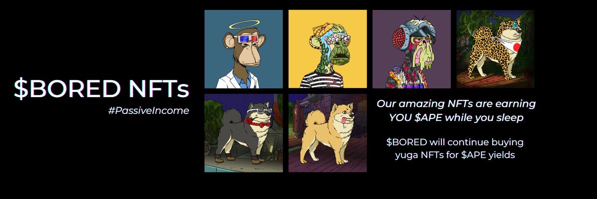 Update: Our Apes and Doggos are still earning $APE as we wait for tomorrows mystery reveal related to the upcoming <a href="/yugalabs/">Yuga Labs</a> mint!📈💰

$BORED will always deliver, $BORED is here to stay 🚀