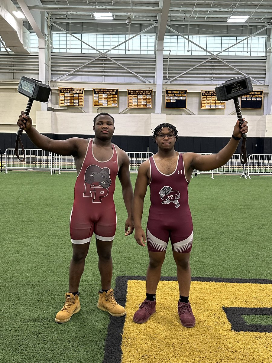 FP_Wrestlers's tweet photo. Senior Vaughan Johnson 215lbs and Khaleel Adegoke Heavyweight win the Friar Bash tournament and bring home the hammers for FP! @FP_Sports #fpwrestling https://t.co/fwirm4VHfP