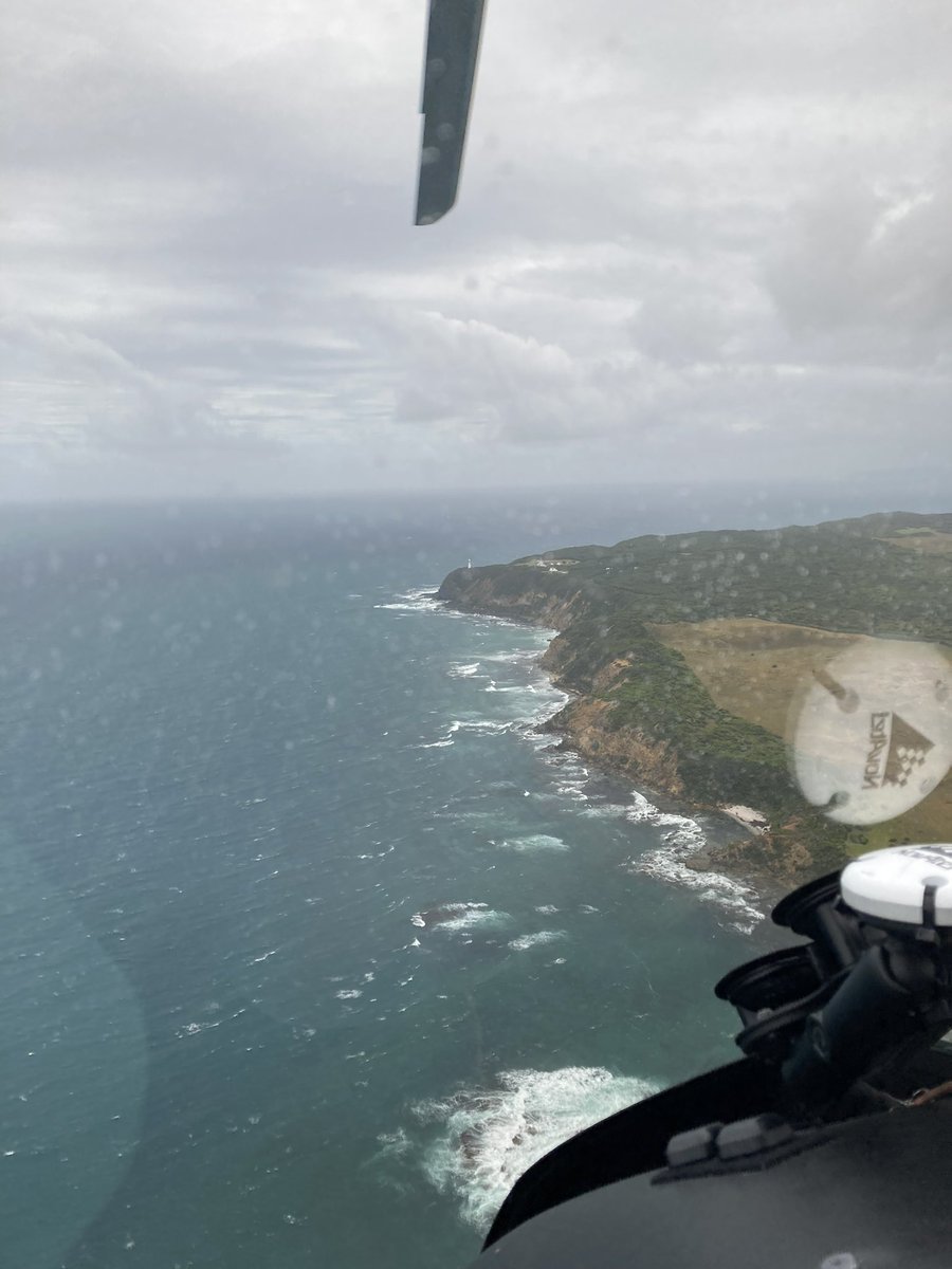Even though it’s been a busy couple of days, both <a href="/LifeSavingVic/">Life Saving Victoria</a> Westpac Helicopters are back in the air. 
.
#Lifesaver31 is in the far west of the state and sent this photo of Cape Otway. They’ve been to a tasking already today.