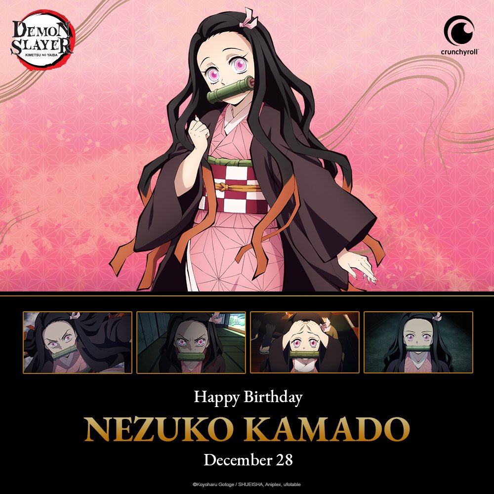 Crunchyroll's tweet photo. Happy birthday, Nezuko-chan 🥰🎉🎉 (via @DemonSlayerUSA) https://t.co/SIjBwGxccO
