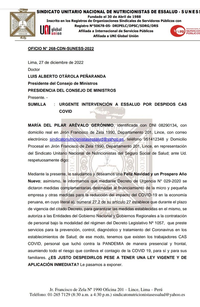 sunessessalud's tweet photo. #cascovid
Se presentaron documentos a @cesarrevillav @PCM
@MTPE_Peru @EsSaludPeru además se ha enviado a su mail el formato para ser presentado en las oficinas de RH seguimos fuertes en la defensa de todos nuestros colegas @Edgarciab @DinaErcilia @congresoperu @chabelitacongre https://t.co/Kw42DsPgWh
