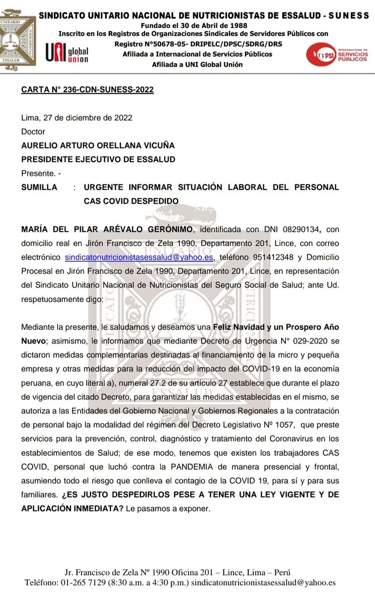 sunessessalud's tweet photo. #cascovid
Se presentaron documentos a @cesarrevillav @PCM
@MTPE_Peru @EsSaludPeru además se ha enviado a su mail el formato para ser presentado en las oficinas de RH seguimos fuertes en la defensa de todos nuestros colegas @Edgarciab @DinaErcilia @congresoperu @chabelitacongre https://t.co/Kw42DsPgWh