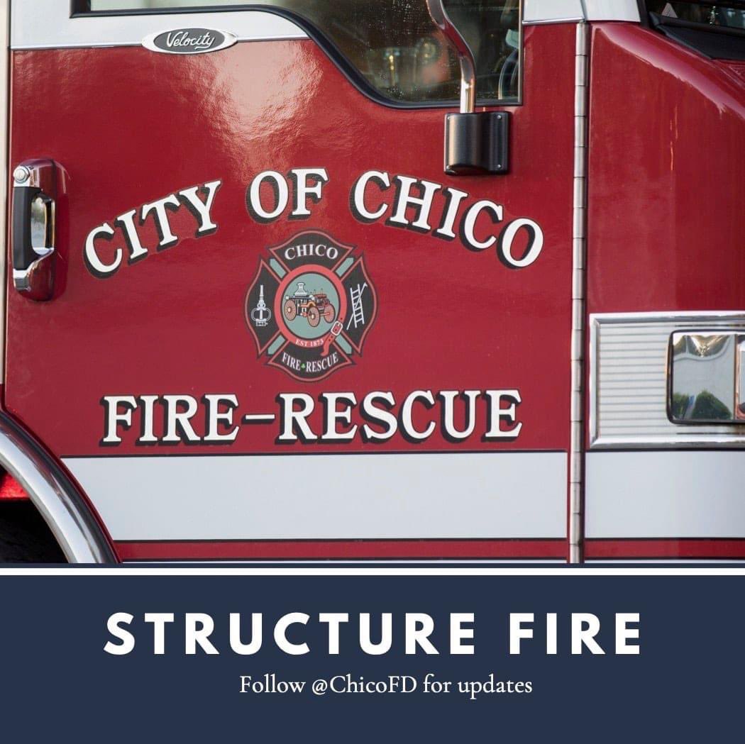 ChicoFD's tweet image. Crews are at scene of a working structure fire on the 2300 block of Ritchie Circle. #ChicoFD #RitchieCommand
