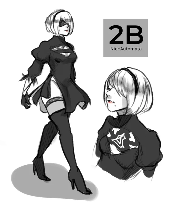 2B redraw #2B #nierautomata ←2022                2017→ 
