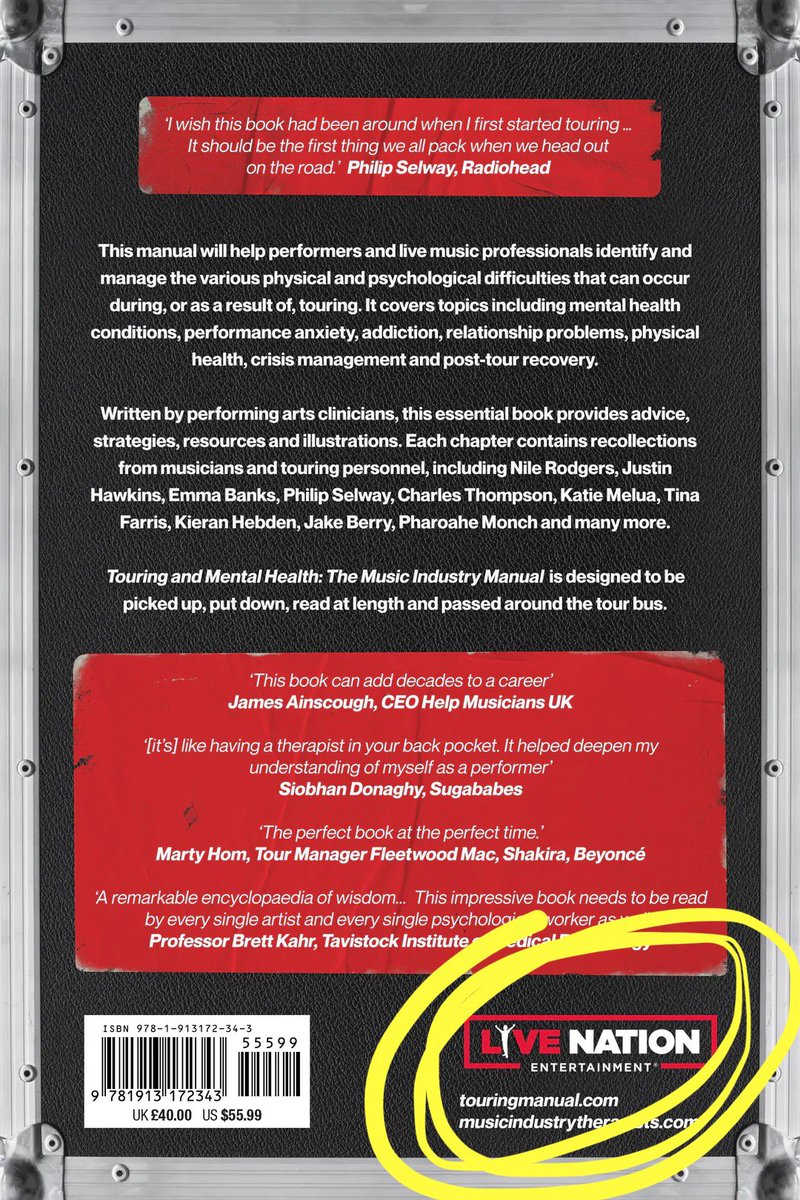 _pplz's tweet photo. Ok.. this is hurting my brain. A big fat LiveNation logo on the back of a book about mental health in the music industry?!? I know funding is a struggle but did you have to work with one of the biggest evils in the industry?!!?!? https://t.co/zz8ydL1QT3
