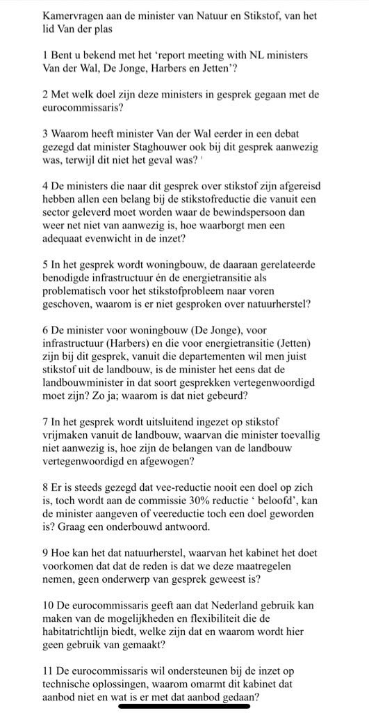Caroline van der Plas on Twitter "Ik ga ervan uit dat de minister op onze Kamervragen wel