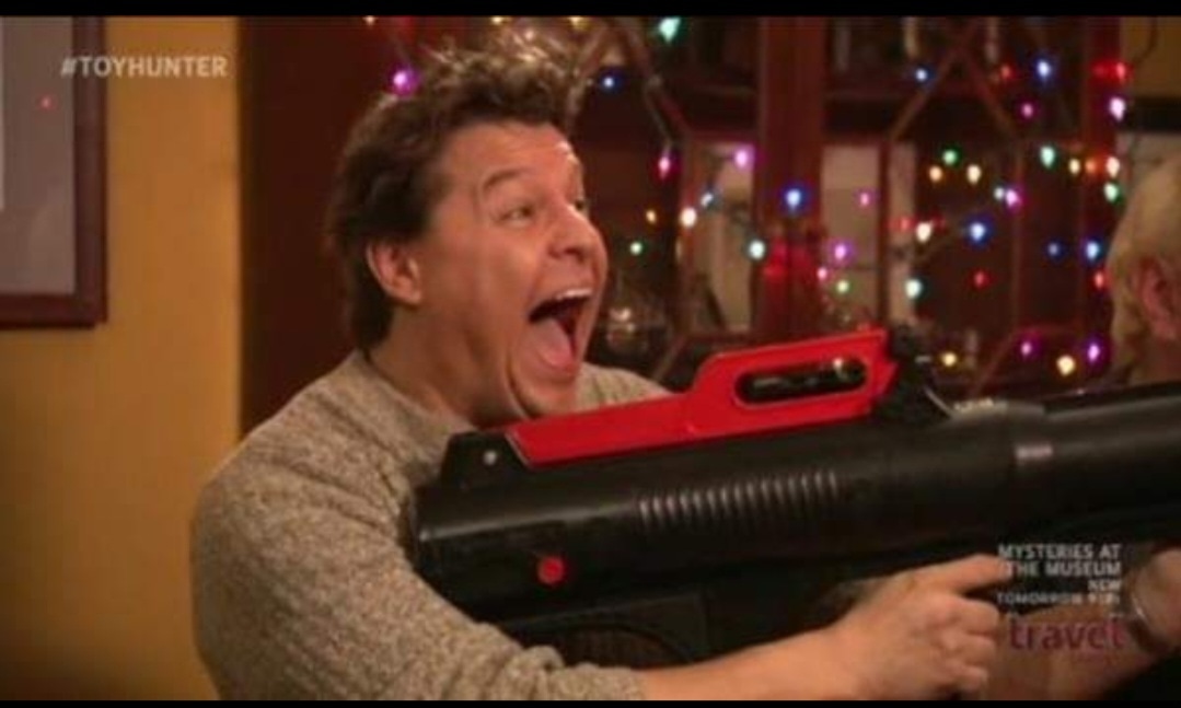 jordanhembrough's tweet photo. Christmas memories with @travelchannel and our friends at #toyhunter. A vintage 1960s Mattel Sonic Air gun. 

(SPOILER ALERT: It was loud!) https://t.co/WK8Raudjtq