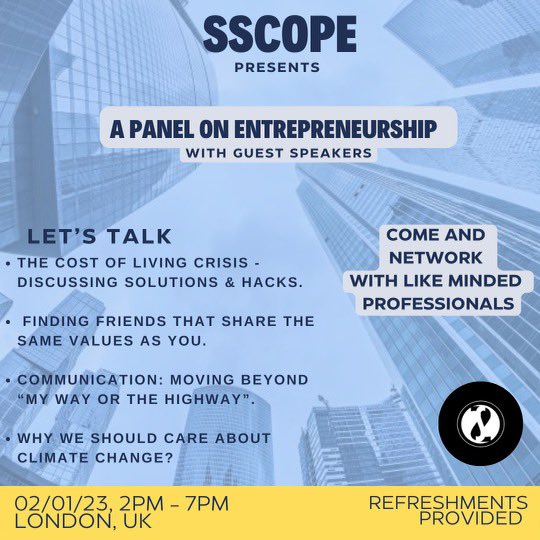 SSCOPEMedia's tweet photo. SSCOPE would like to extend to you our first event in 2023! 

Networking Event For All Professionals. 

We would love for you all to join us in an evening of networking and stimulating conversations.

2nd of January 2023. 

https://t.co/zj0DtxJ4SD https://t.co/xiwXzZTheN