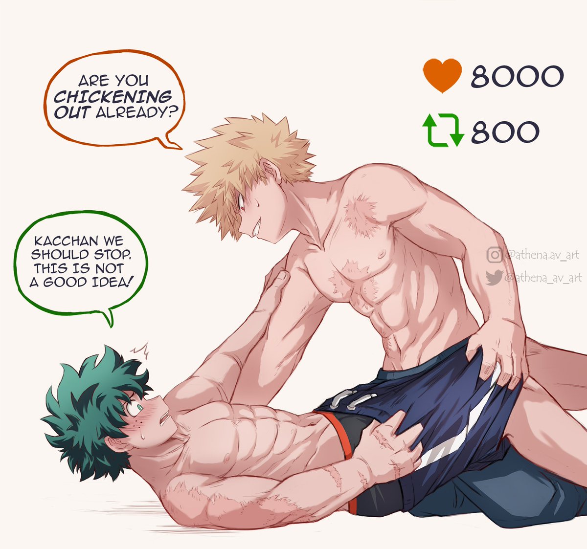 BkDk Strip Game: Part 3 💚🧡 
Kacchan will listen to Deku or... 👀
Only 2 more to reach the final goal 🙈
.
#bkdk #bakudeku #ktdk #KatsukiBakugo #katsuki #deku #bakugou #IzukuMidoriya #izuku 