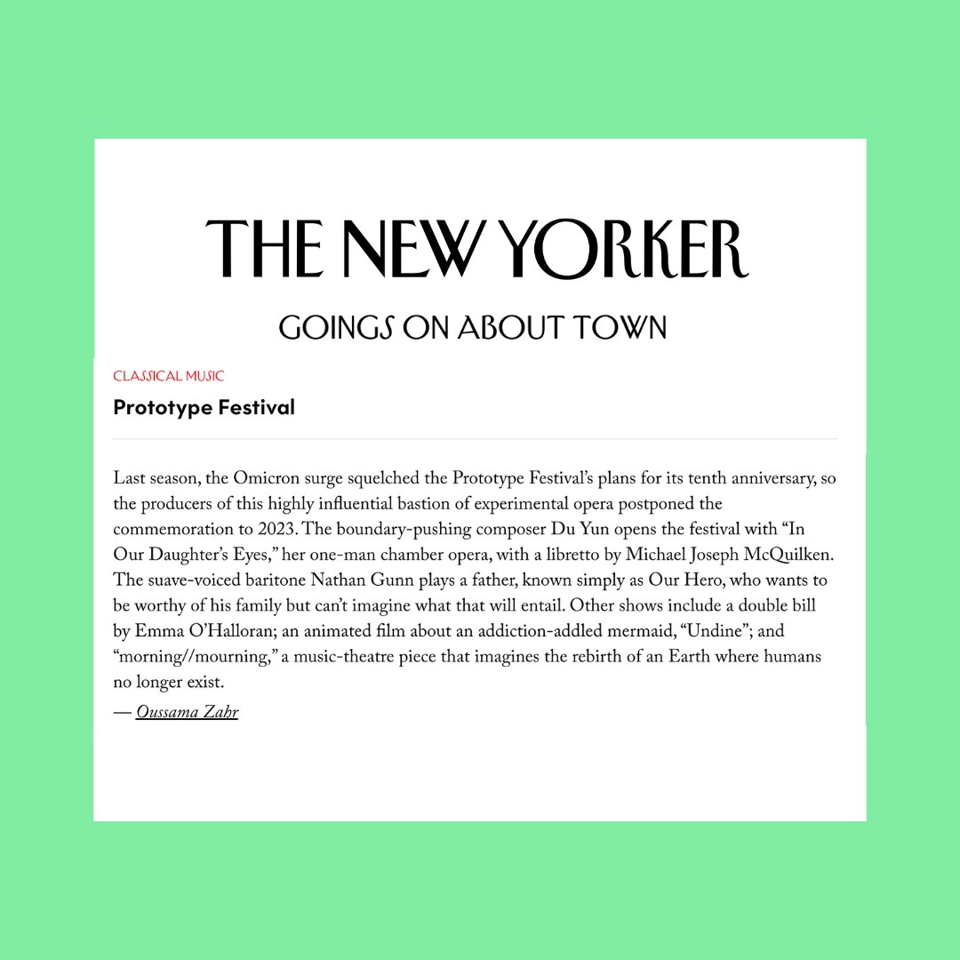 PROTOTYPE is a “highly influential bastion of experimental opera” - (The New Yorker) and will be going on about town January 5-15!

Swipe to read more! 💚

#newyorkcity #nyc #offbroadway #offoffbroadway #theatre #liveperformance #opera #singing #dance #meetopera