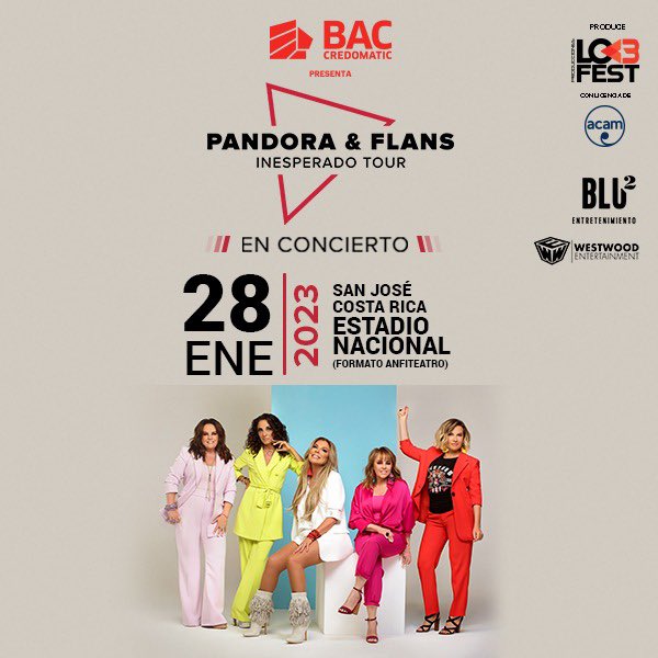 Y se viene el primer concierto del 2023 en la Joya de todos los Ticos, vamos a cantar “Como te va mi amor y Las mil y una noches” con Pandora y Flans este proximo sábado 28 de enero. Les esperamos.