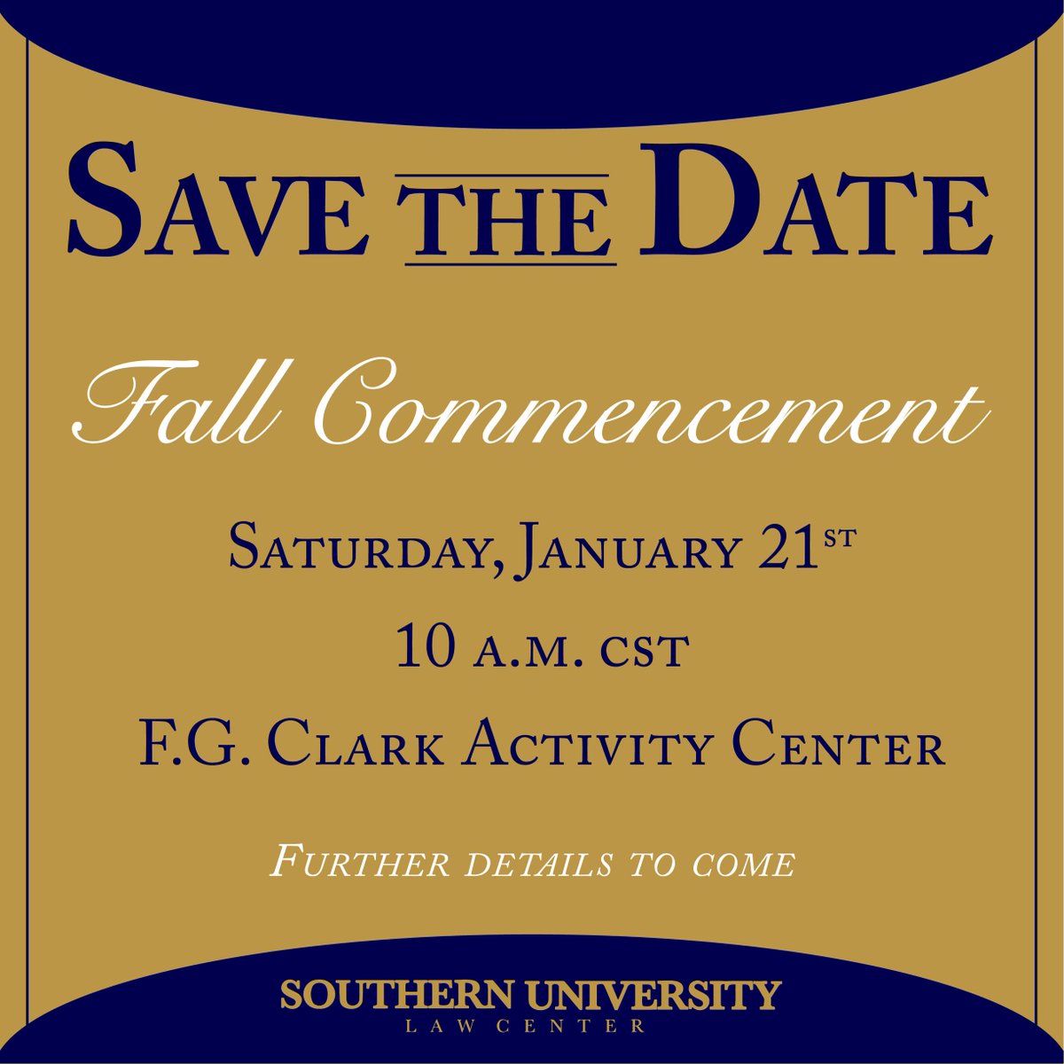 SouthernULaw's tweet photo. It's almost time! We are excited to launch new #LawyerLeaders into the world! #SULC #FallCommencement https://t.co/Pw13RdLG78