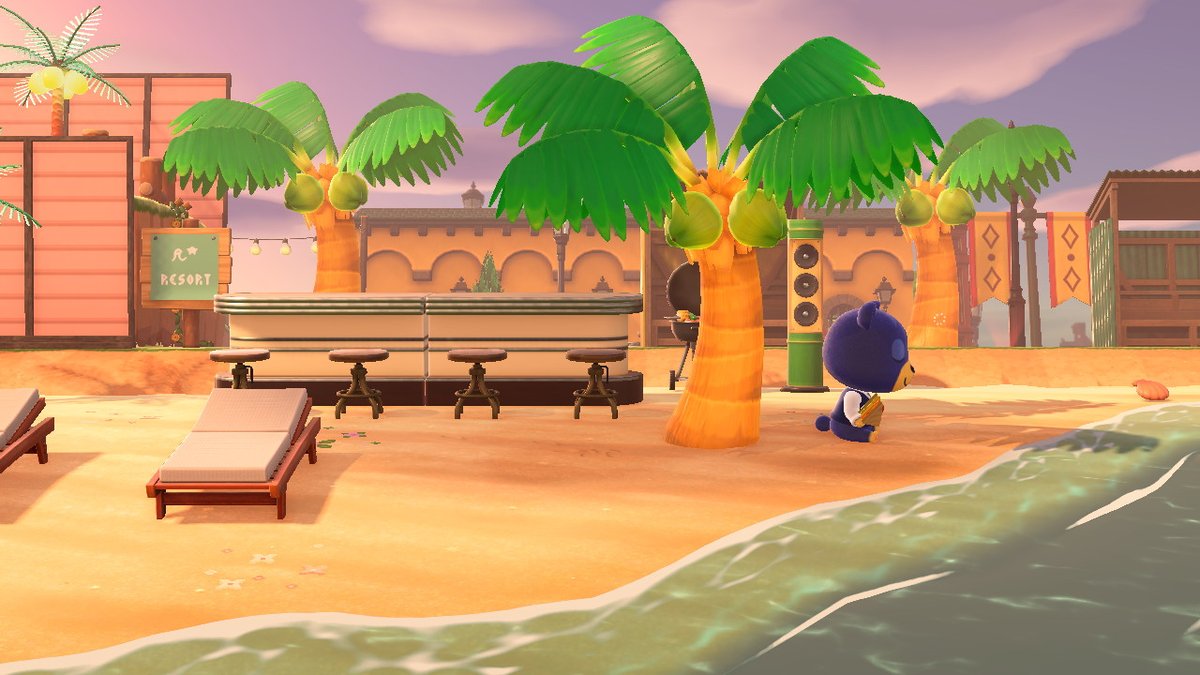 Poncho taking a beachside nap on the resort #CocoCity #AnimalCrossing #ACNH #NintendoSwitch