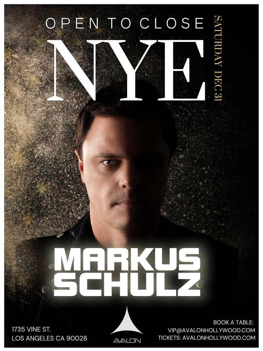 #LosAngeles 🇺🇸 <a href="/MarkusSchulz/">Markus Schulz</a> #OpenToClose #NYE at <a href="/AvalonHollywood/">Avalon Hollywood</a>.

🎟️: seetickets.us/event/NYE2023-…