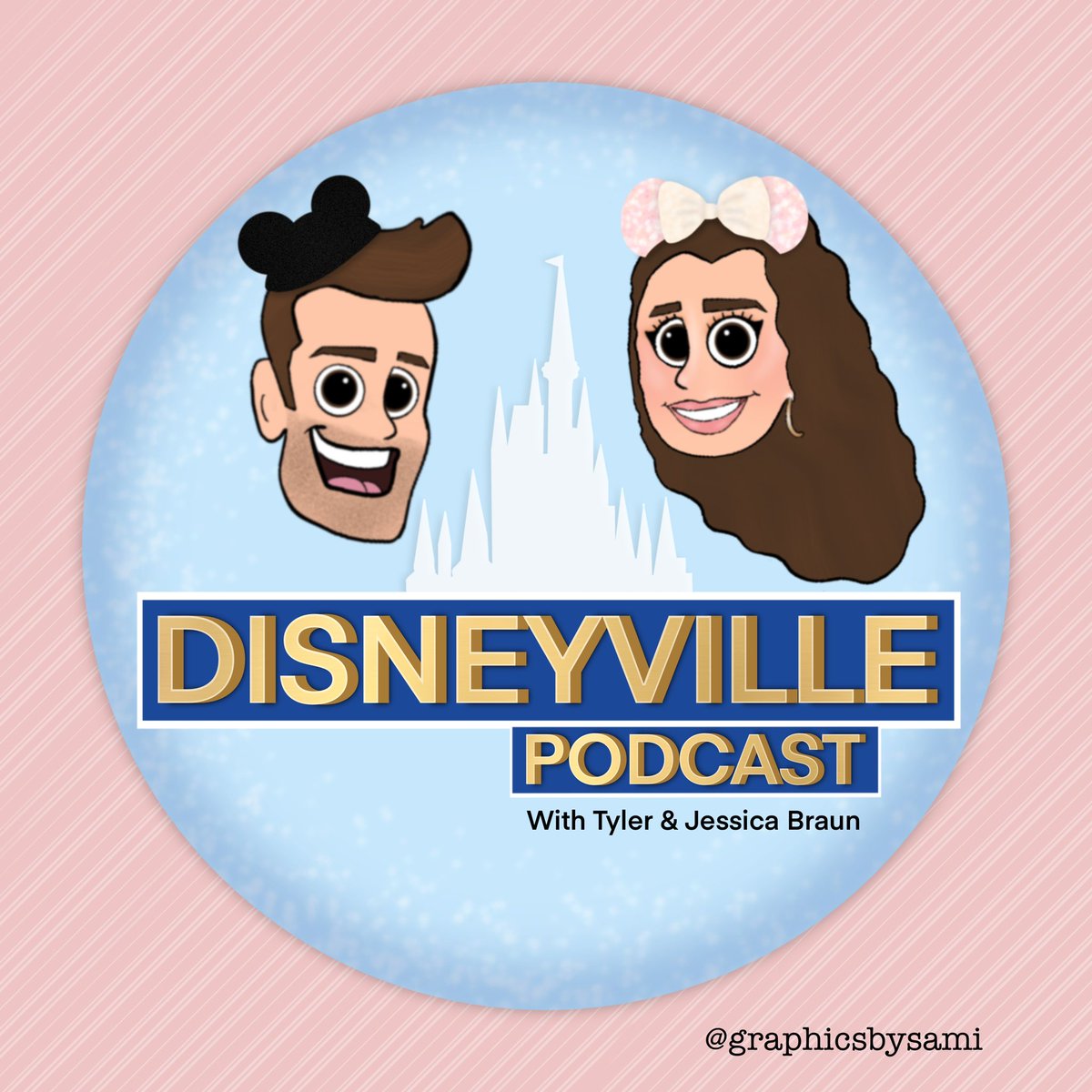 graphicsbysami's tweet photo. Disneyville Podcast 🏰🐭🎙️
@TylerTravelsTV @itsjessicabraun 
I’m so excited for your Disney podcast to release! Hope you guys like the podcast logo/cover I designed! https://t.co/IQdxYwuFIe