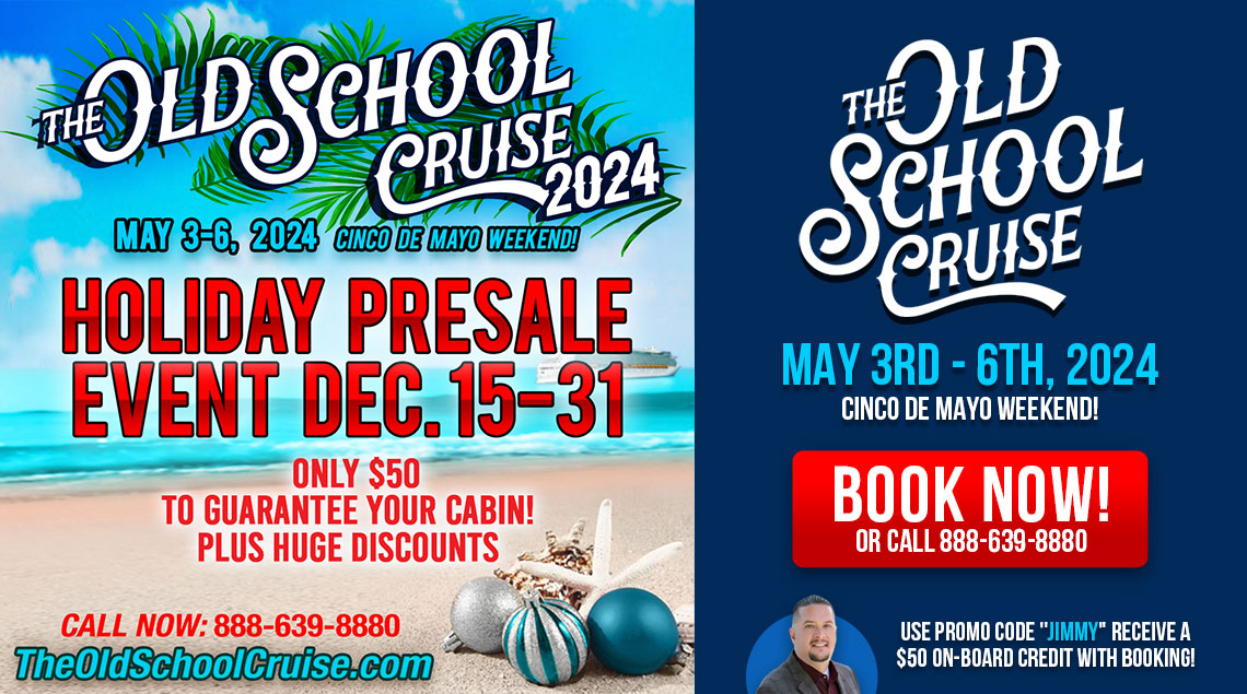 oldschool1047's tweet photo. The Old School Cruise 2024 Holiday Presale is happening right now through the 31st. Book now! Only $50 per person and get $200 off your cabin and $150 Cabin Cash. Use promo code: JIMMY for an extra $50 cash. Call 888-639-8880 or visit https://t.co/2Ztblf58IU to book your cabin. https://t.co/w5RcP4IC4d
