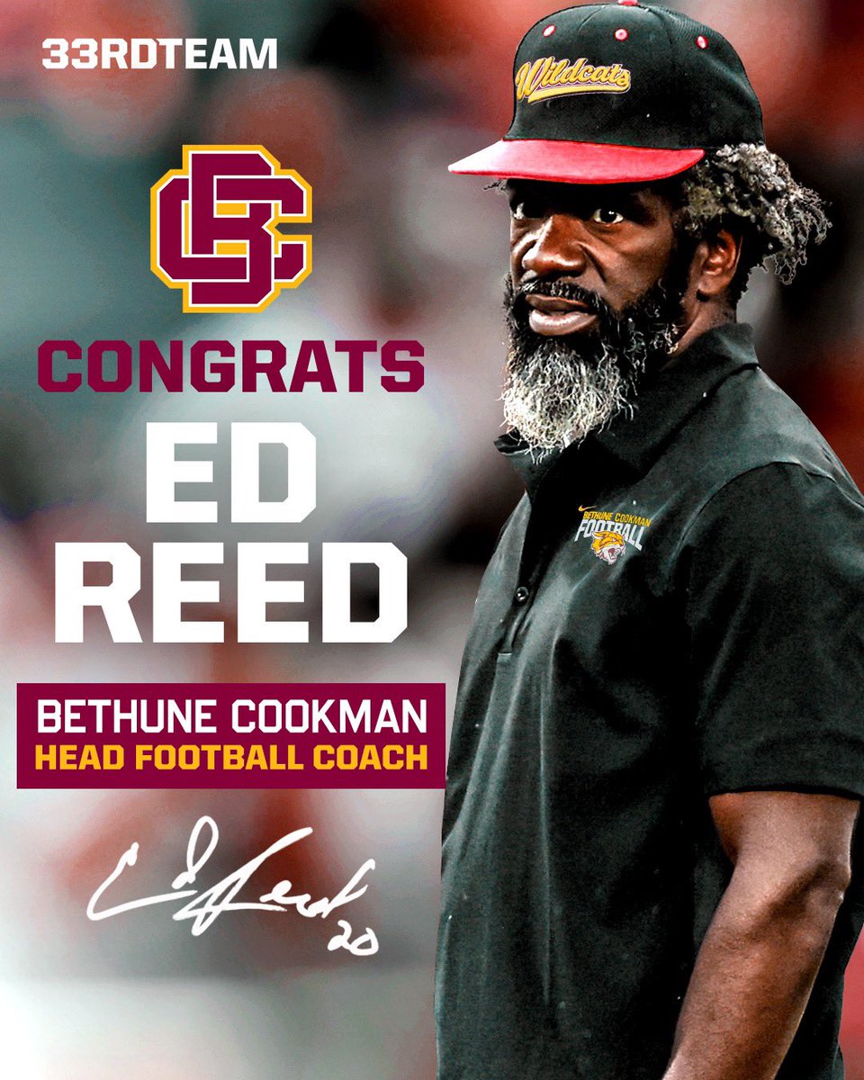 Bethune-Cookman University is hiring Pro Football Hall of Famer Ed Reed as their New Head Football Coach
📷33rd Team