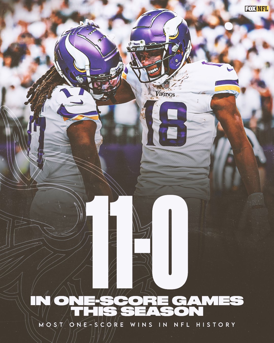 FOX Sports: NFL on X: THIS JUST HAPPENED!! VIKINGS WIN AND MOVE TO 8-1 ON  THE SEASON #SKOL  / X