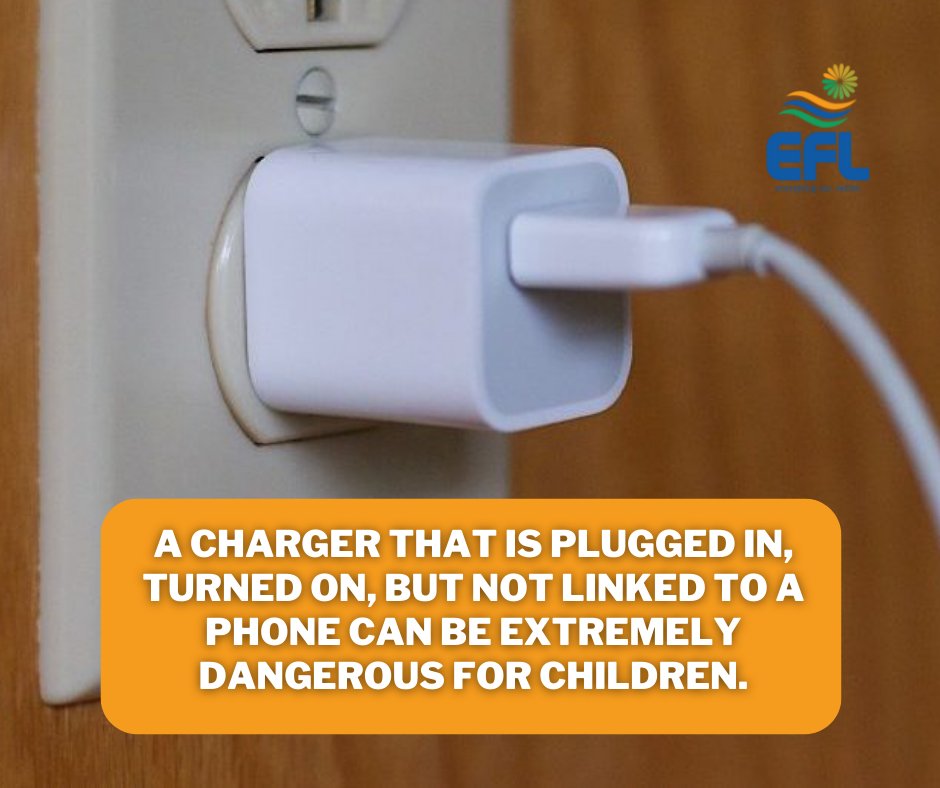 Did you know that a child can be electrocuted by a phone charger? When the 'outlet' end of the charger has already been plugged in and turned on, children could try to plug the 'live' end of the charger — the one that should be connected to the phone — into a power strip.