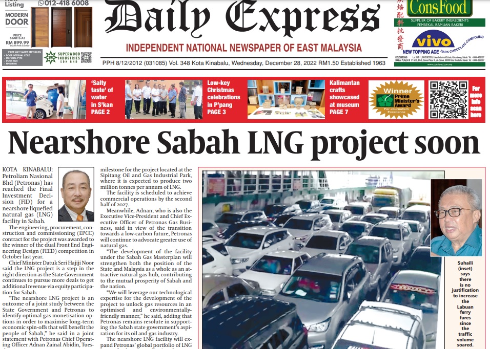 Daily Express Malaysia on Twitter "Today's front page "Nearshore