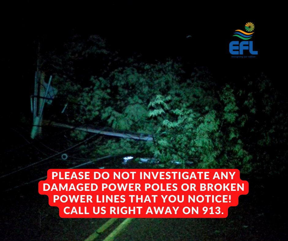 During cyclones, power lines are susceptible to breaking and falling due to strong winds and trees fall onto the power lines, disrupting the transmission of power. Please do not investigate any damaged power poles or broken power lines that you notice! Call us right away on 913.