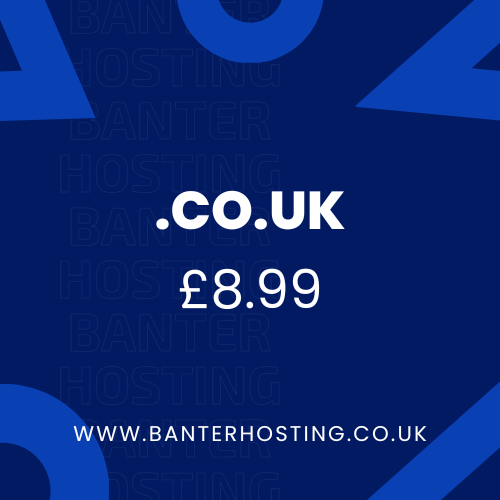 BanterHosting's tweet photo. ➡️.co.uk is available at £8.99 a year.

📢 Purchase Web Hosting for a year and get your .co.uk domain completely free! https://t.co/AQ6dw1G034