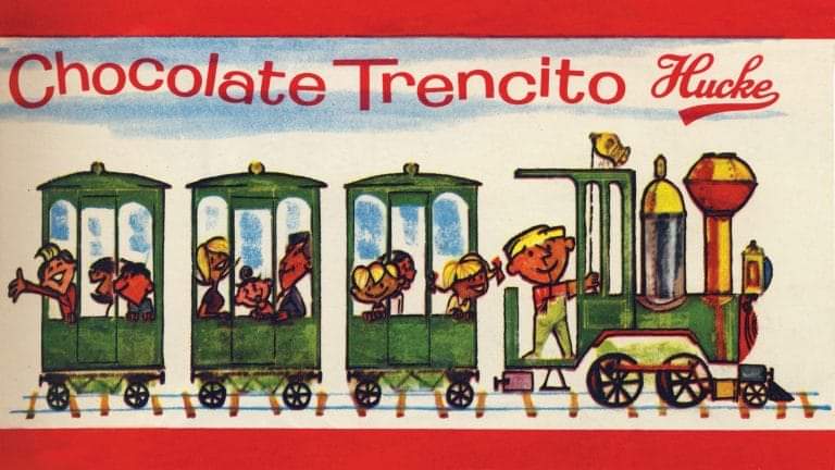 FcoDarmendrail's tweet photo. Chocolate Trencito, cuando era de Hucke. (Año 1965). Fuente sitio Diseño Nacional. https://t.co/TG7Or1iYR0
