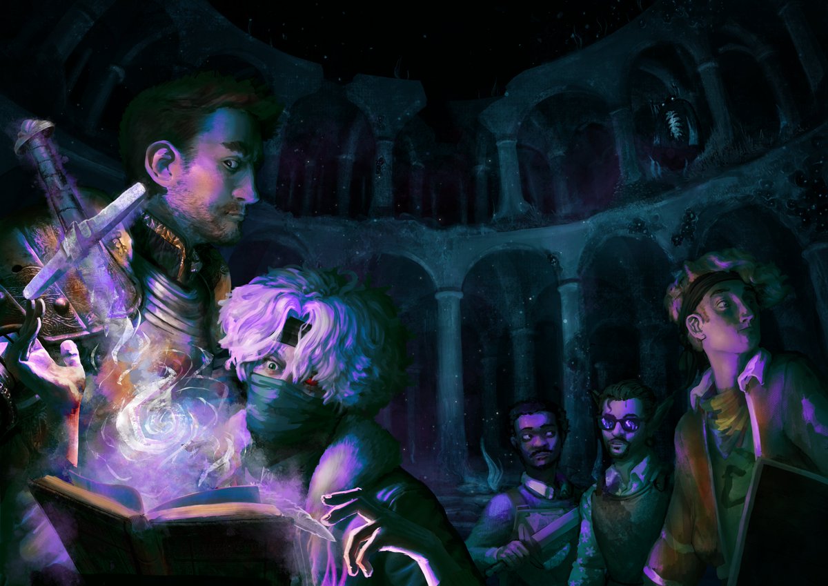 UnnecessaryRed1's tweet photo. Somewhere in the ruins, the warden is hunting.
I got paired up with @box_bugg for the new  @TrafficZine, and we had far too much fun leaning into eerie, otherworldly vibes.

[#doublelifefanart #traffictwt #ethoslabfanart @InTheLittleWood ]
[please untag in replies, thanks!] https://t.co/nvBrMnD7Hq