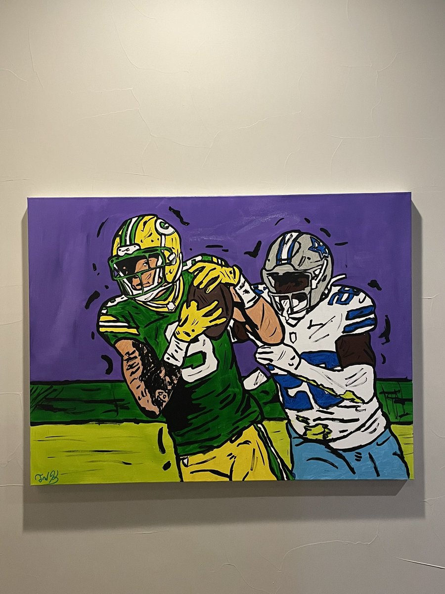 JacksonKirk34's tweet photo. New painting of Christian Watson! How many retweets for him to see this??🧀@ChristianW2017 @packers https://t.co/UKJv2nMk3I