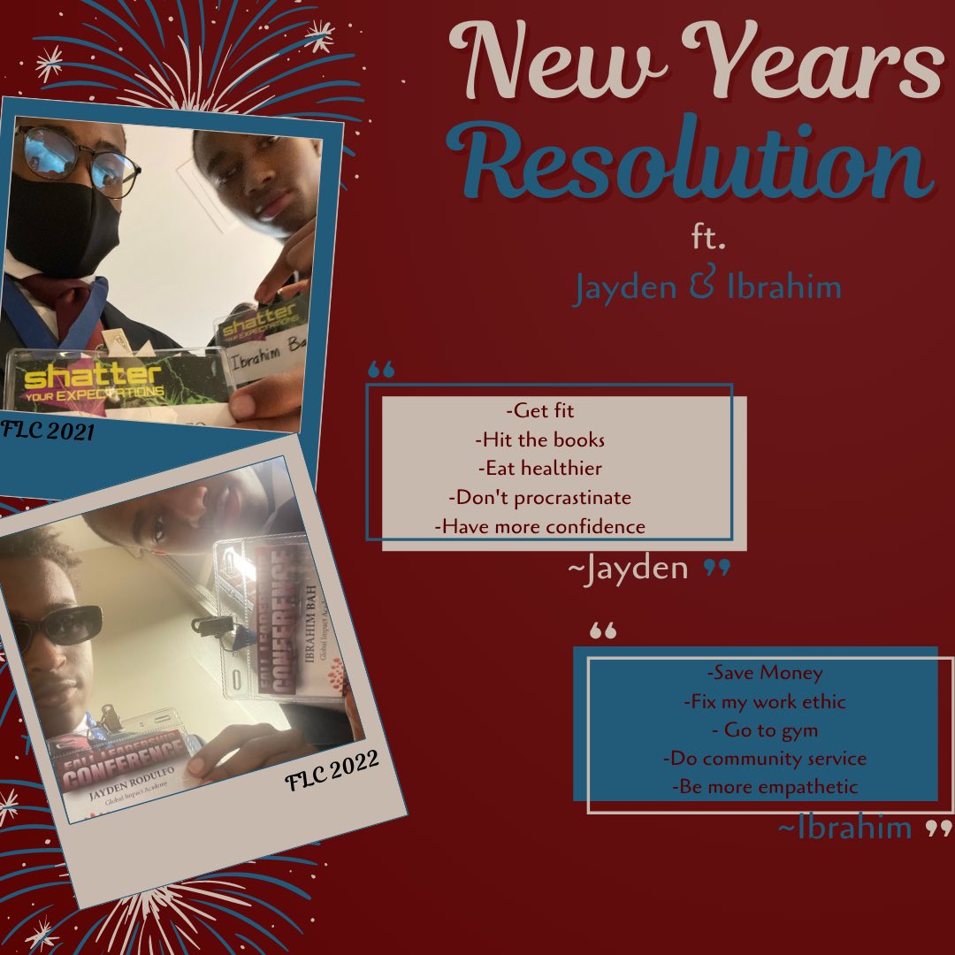 It’s almost 2023! 🎆 5 days till then! In honor of the new year coming up, #newyearnewgoals! We got with our members to hear their New Years Resolutions! Check out Jayden’s and Ibrahim’s goals! Have you come up with your New Year Resolutions? Comment down below so we can hear! ✨