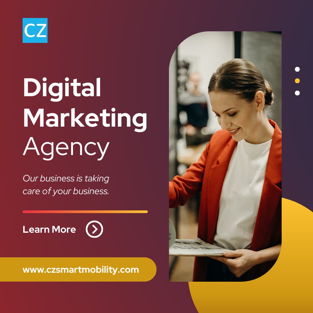 CZSmartMobility's tweet photo. As a leading digital marketing agency, CZ Smart Mobility is proud to offer a full suite of services that can help your business grow and succeed online. Our team of experienced professionals is dedicated to helping you achieve your goals.
#marketingexpert
#onlineadvertising https://t.co/JVC6PO3r0n