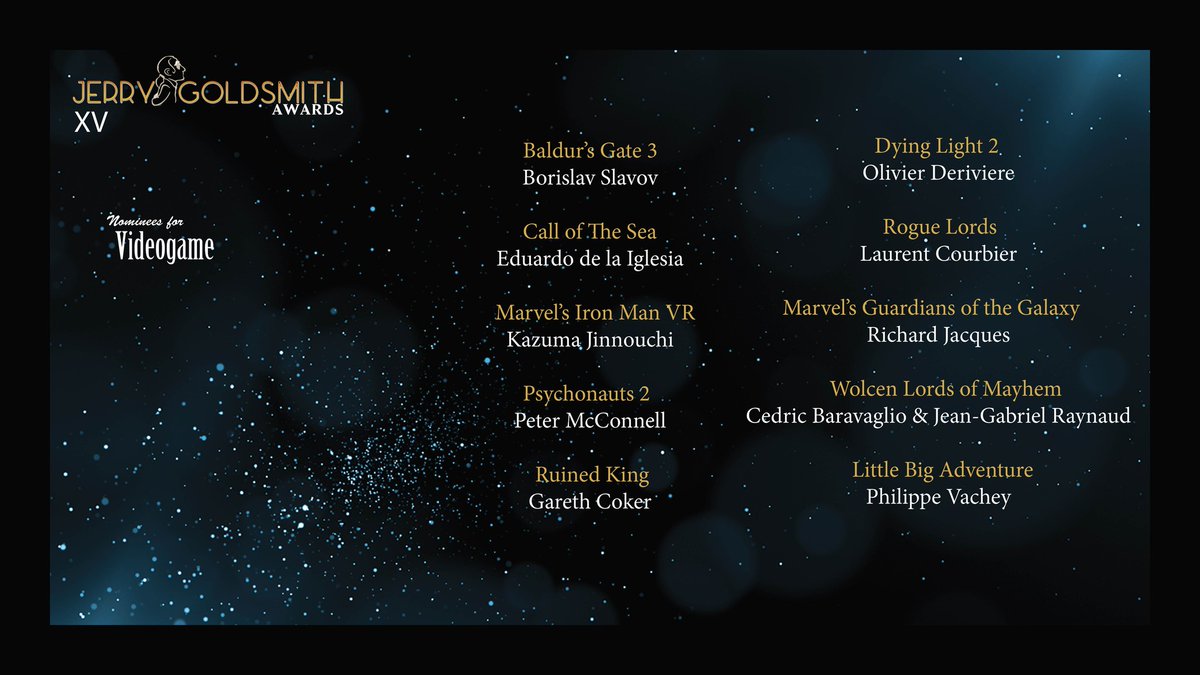 Just got the news that my score for the video game <a href="/RogueLords/">Rogue Lords</a>  is nominated for the Jerry Goldsmith awards!! 🔥
Congrats and best of luck to all the nominees!!
Many thanks to:
<a href="/LeikirStudio/">Leikir Studio</a> 
<a href="/CyanideStudio/">Cyanide Studio</a> 
@RodolpheGervais