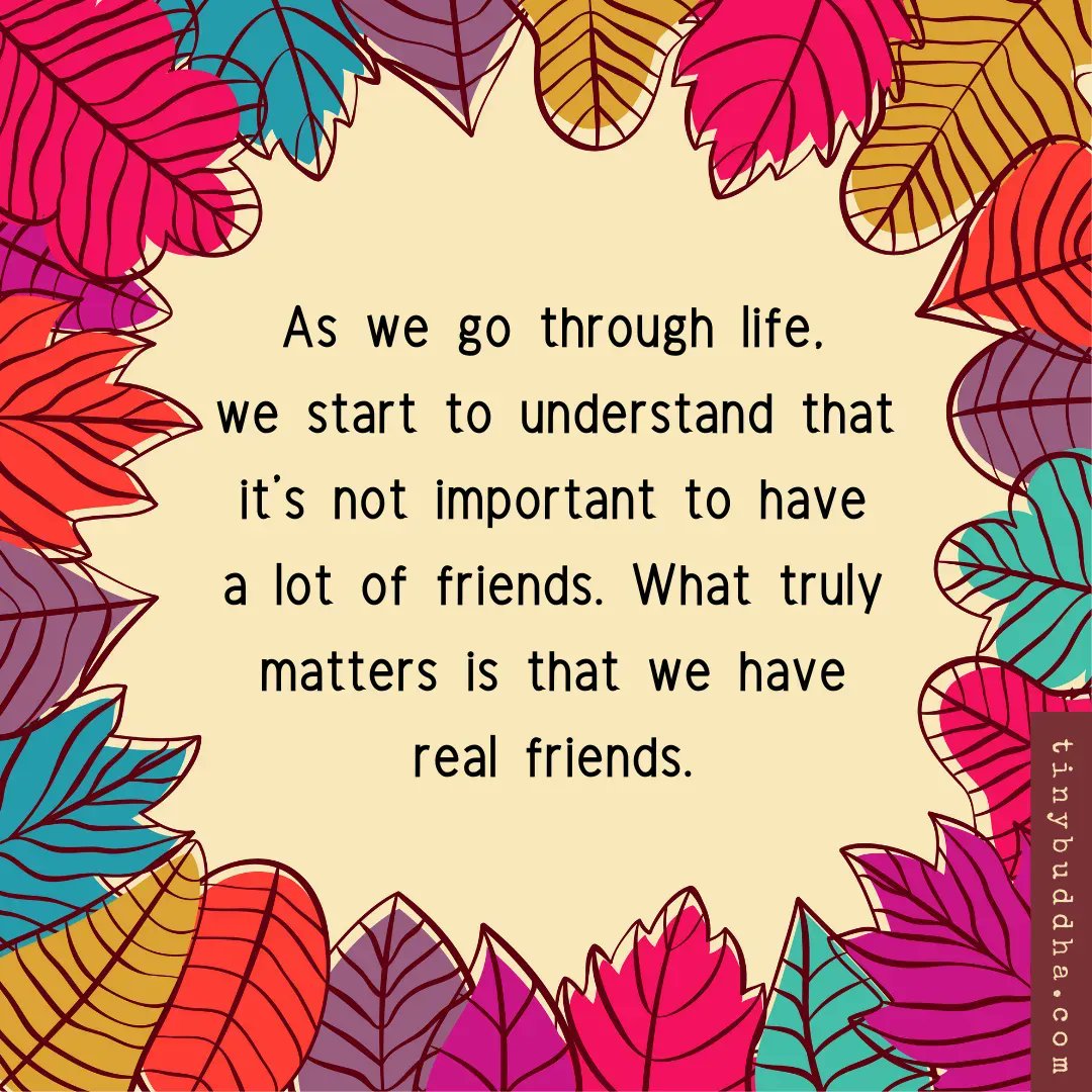 tinybuddha's tweet photo. As we go through life we start to understand it's not important to have a lot of friends. What truly matters is that we have real friends. https://t.co/T8p8N831x6