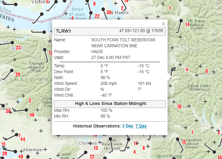 RobertConrick's tweet photo. Think it's windy in #wawx territory? 
Well, it's even windier on the South Fork Tolt Reservoir, where the sensor is reporting a breezy 208 mph. 
(Obviously a faulty sensor...) https://t.co/MovnNqRaAv