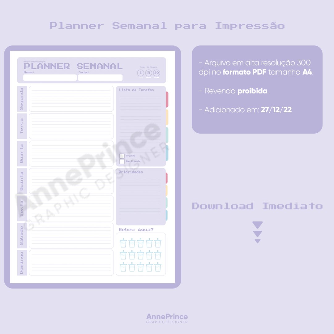 Cadê o pessoal que adora se organizar com planners? 🥰

Acabei de colocar um planner semanal digital e sem estar datado super fofinho na minha lojinha! Vocês podem adquirir ele e imprimir quantas folhas quiserem! 💙

🔗Link: ko-fi.com/s/693b58190c
