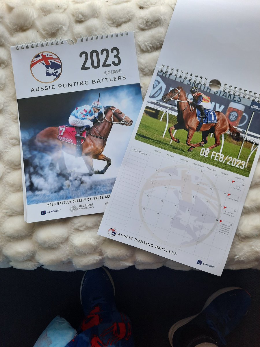 KesteraVB's tweet photo. Just received my APB Aussie Punting Battlers calendar 2023 unreal so looking forward to the new years racing and roughies. Everyone buy a calendar all proceeds go to Charity. APB you are a legend thank you so much on behalf of all the supported charities and us Battlers https://t.co/CZxoGUN2gm