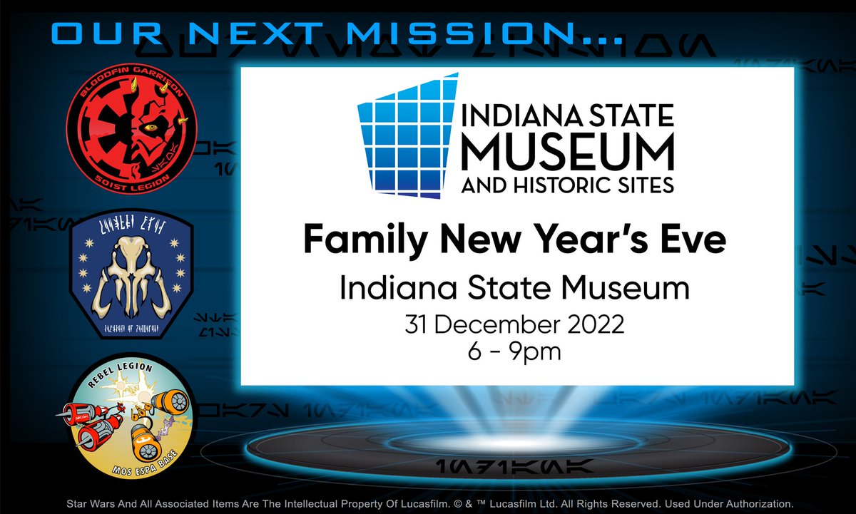 starwarsindiana's tweet image. We&apos;re going to be celebrating New Years Eve at the @IndianaMuseum this Saturday. We hope to see you there!