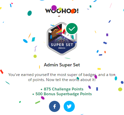Stevefolquer's tweet photo. Very proud to share that I Just earned the Admin Super Set badge on @Trailhead @salesforce that you only can get it having completed first: 

- Business Admin Specialist Superbadge
- Lightning Exp Reports &amp; Dashboards Specialist Superbadge
- Security Specialist Superbadge https://t.co/mnWCqlz3be