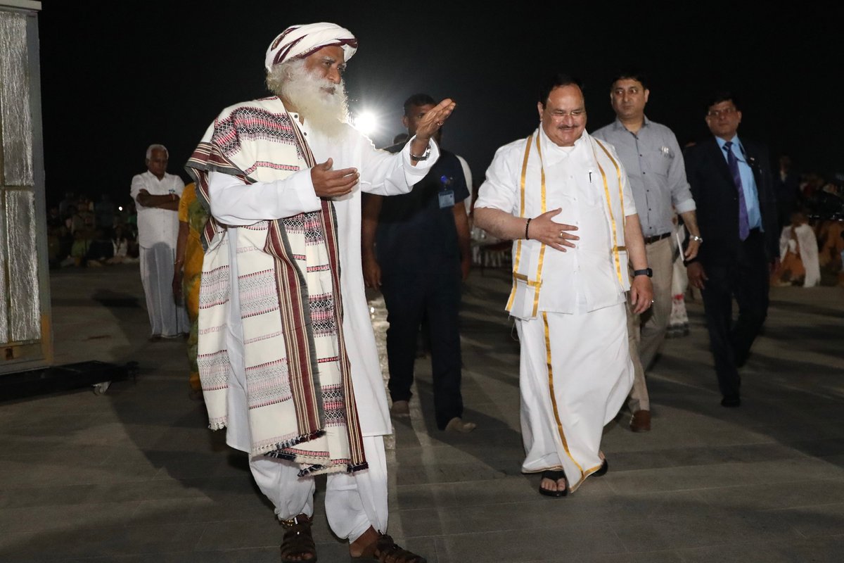 JPNadda's tweet photo. Visited the Isha Foundation’s Yoga Centre in Coimbatore &amp; felt a deep sense of calm and serenity on its premises. Met @SadhguruJV Ji there and had engaging discussions with him over various topics and issues. https://t.co/kruU0Amonf