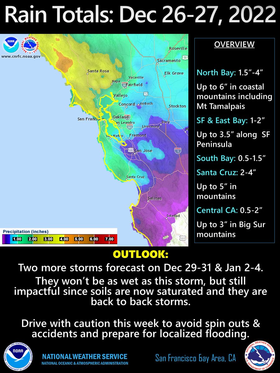 NWS Bay Area 🌉 on Twitter "We got a good soaking! Here are rain totals