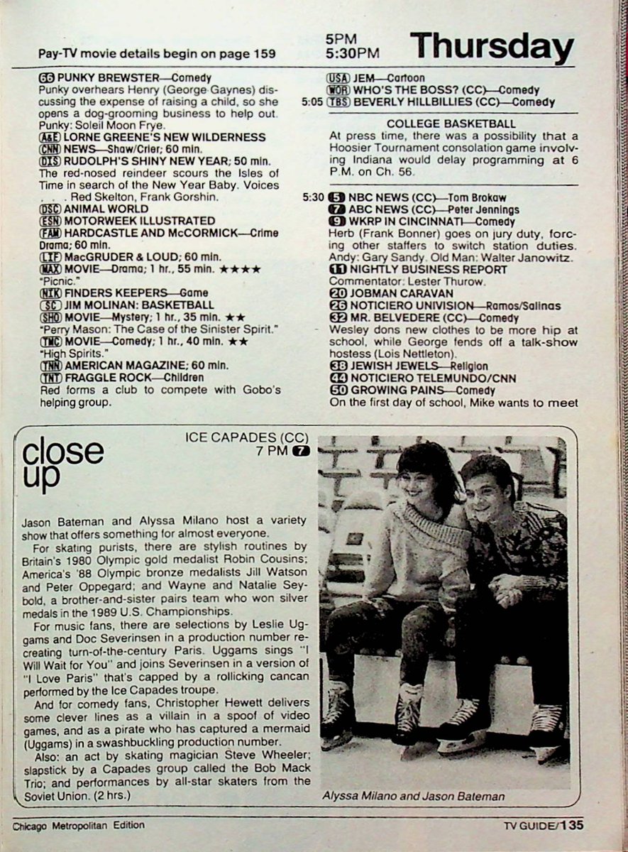 PonchRama's tweet photo. Dec 28 '89 - Jason Bateman &amp; Alyssa Milano host "Ice Capades" a variety show featuring Olympic medalists, Leslie Uggams, Doc Severinsen &amp; Mr. Belvedere as Mario villain King Koopa #TVGuide #OTD #1980sTV #1980s https://t.co/tZWYY3AEOY https://t.co/00nN1clxHe